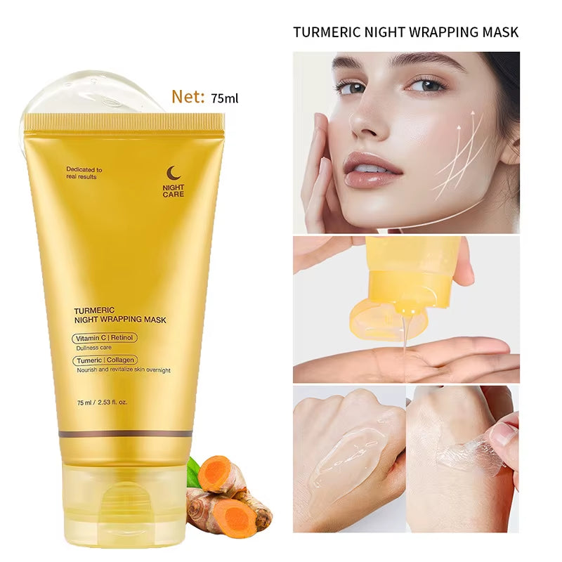 75Ml Kojic Acid Turmeric Night Wrapping Facial Mask Moisturizing Brightening Peel-Off Mask Improve Dullness Oil Control Care