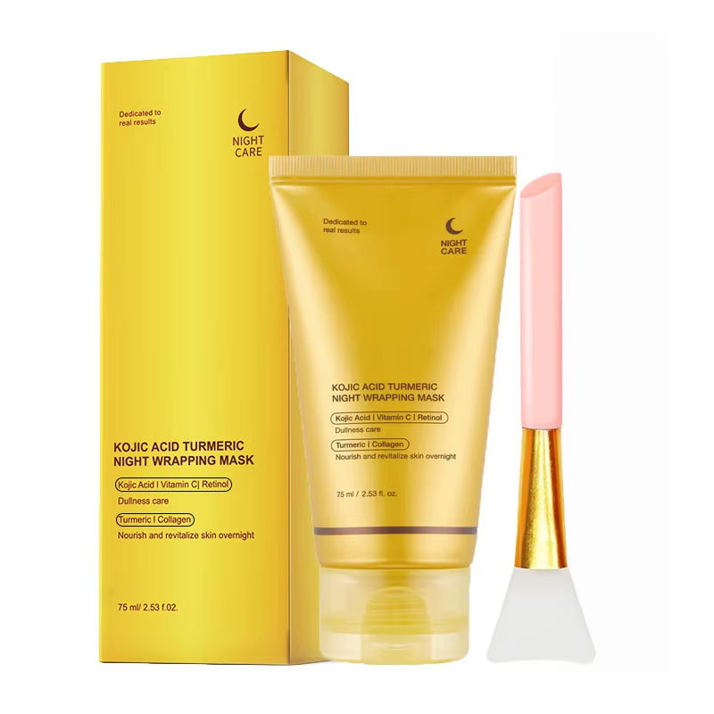 75Ml Kojic Acid Turmeric Night Wrapping Facial Mask Moisturizing Brightening Peel-Off Mask Improve Dullness Oil Control Care
