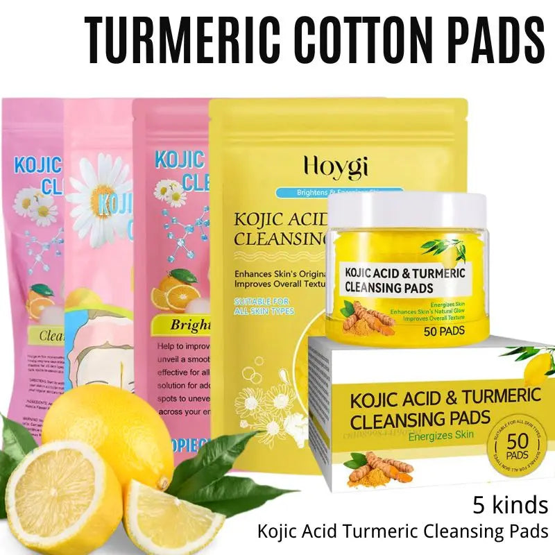 40/50Pcs Kojic Acid Turmeric Cleansing Pads Curcuma Longa Root Facial Sponges Exfoliating Pads Daily Cleansing Skin Care Product