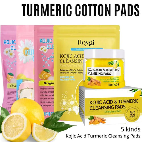 40/50Pcs Kojic Acid Turmeric Cleansing Pads Curcuma Longa Root Facial Sponges Exfoliating Pads Daily Cleansing Skin Care Product