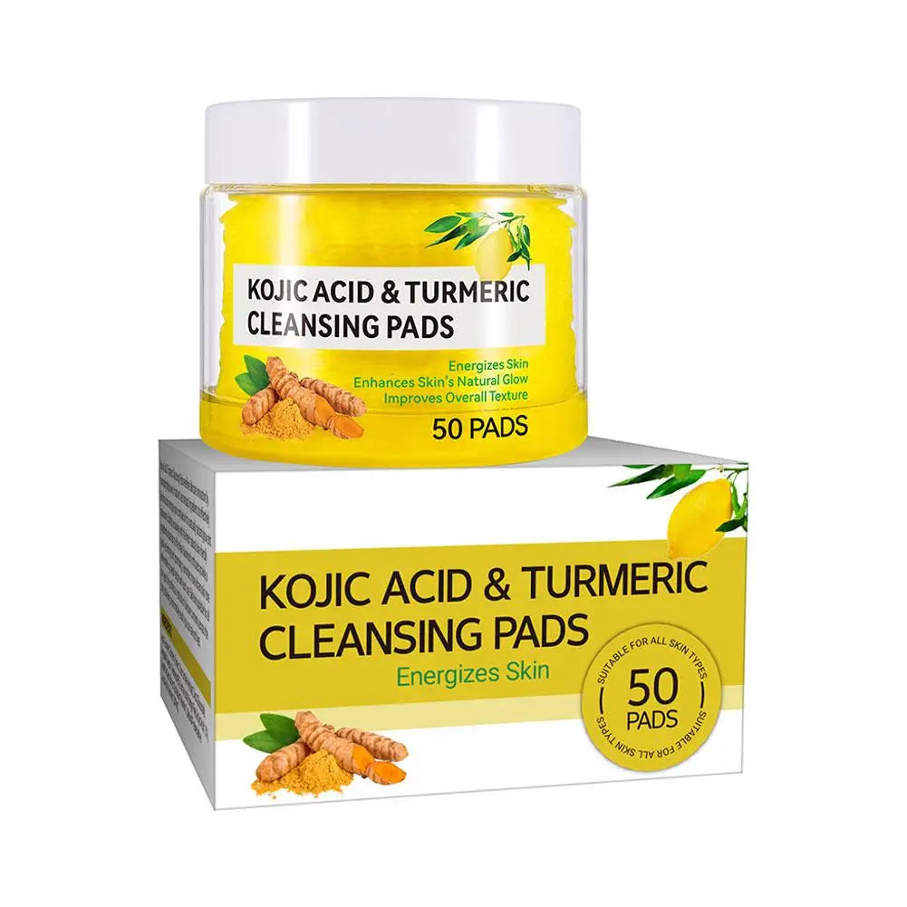 40/50Pcs Kojic Acid Turmeric Cleansing Pads Curcuma Longa Root Facial Sponges Exfoliating Pads Daily Cleansing Skin Care Product